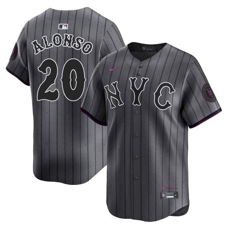 Men's New York Mets #20 Pete Alonso Graphite 2024 City Connect Limited Player Jersey